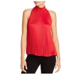 🆕1.State red halter pleated accordion blouse Sz.L